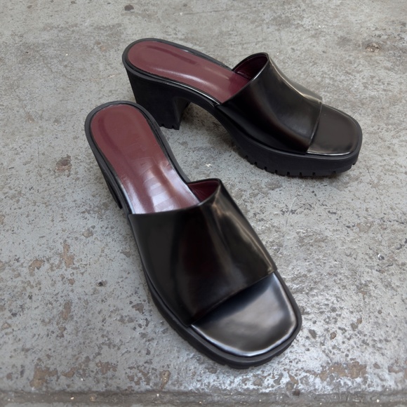 STAUD Amber Chunky Platform Block Heel Leather Slide Sandals 10 / 40 NEW - Picture 6 of 6